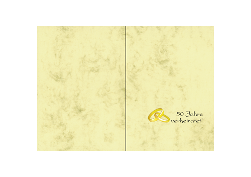 Goldhochzeitskarte - Karte, Paperado, B6, 220g/m², marmor chamois- Hülle, B6, marmor chamois, mit Seidenfutter